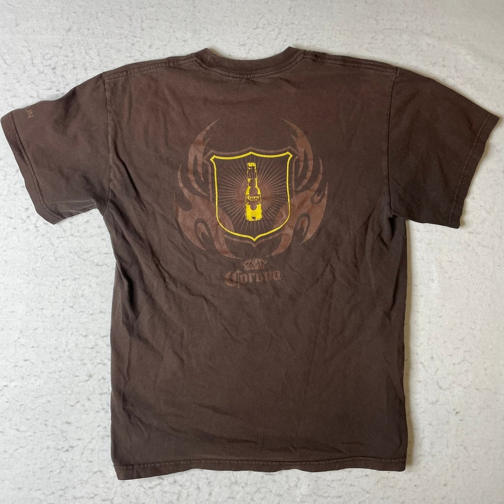 Y2K Corona Extra Beer T Shirt Brown Cancun Graphic Tee‎